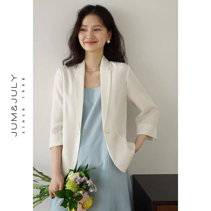 嘉茱莉【顾盼生辉】夏季新款休闲通勤西装外套女薄款小个子V1060