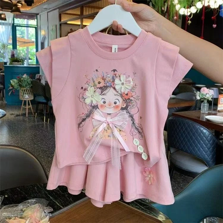 女童套装夏季2025新款儿童宽松休闲短袖短裤小女孩韩版时髦两件套