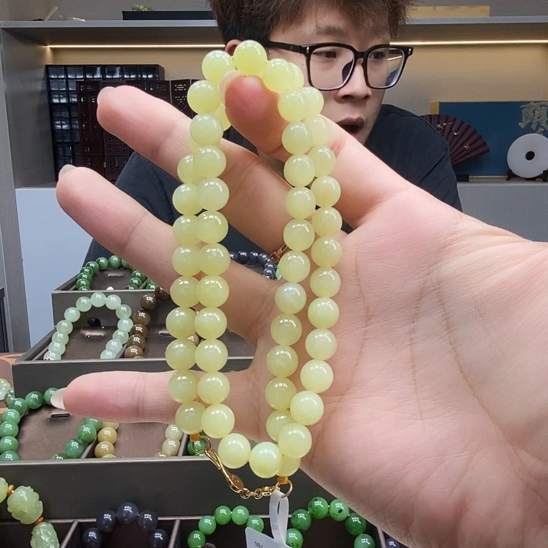 和田玉未镶嵌手串8黄口