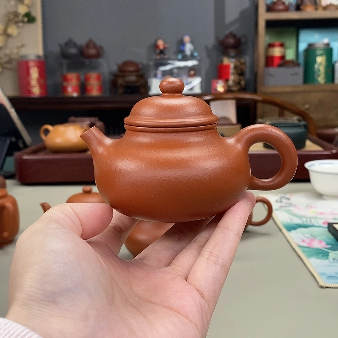 紫砂茶壶生砂朱泥容天半手140cc