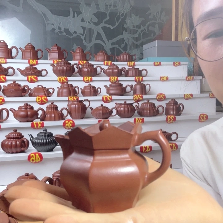 茶壶紫砂宜兴紫砂壶源矿朱泥筋纹器