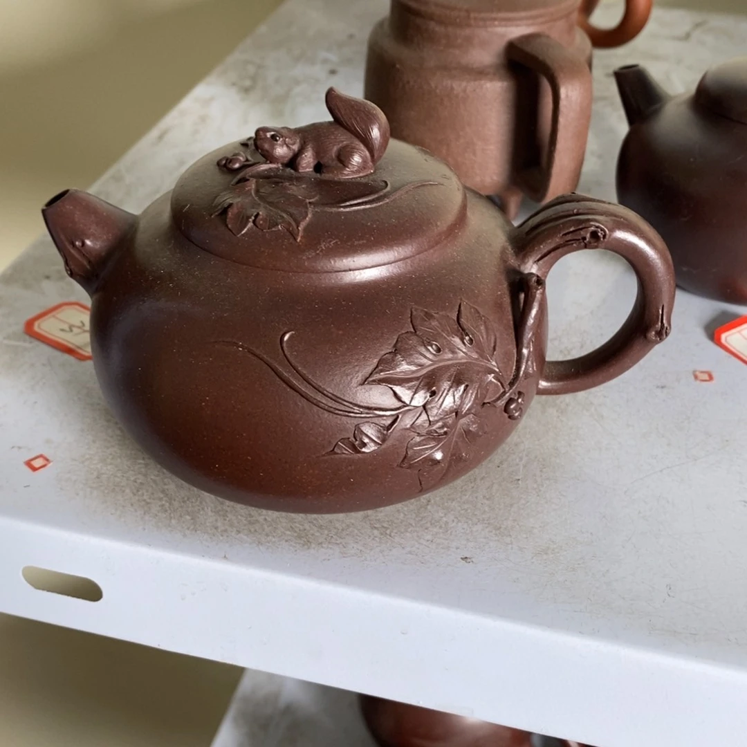 茶壶紫泥白9 松鼠葡萄