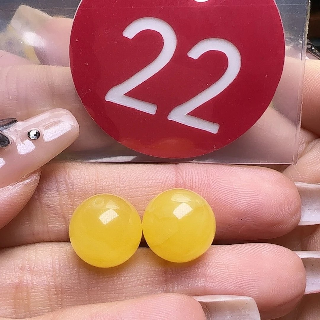 蜜蜡未镶嵌珠宝奇石11mm鸡油黄圆珠