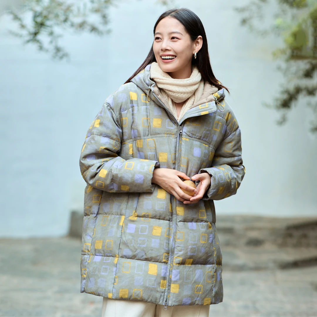 【都市绿洲】25年冬季新品舒适休闲风中长款鸭绒羽绒服女装保暖