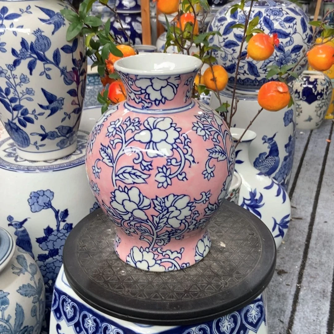 摆件花瓶手绘釉下彩
