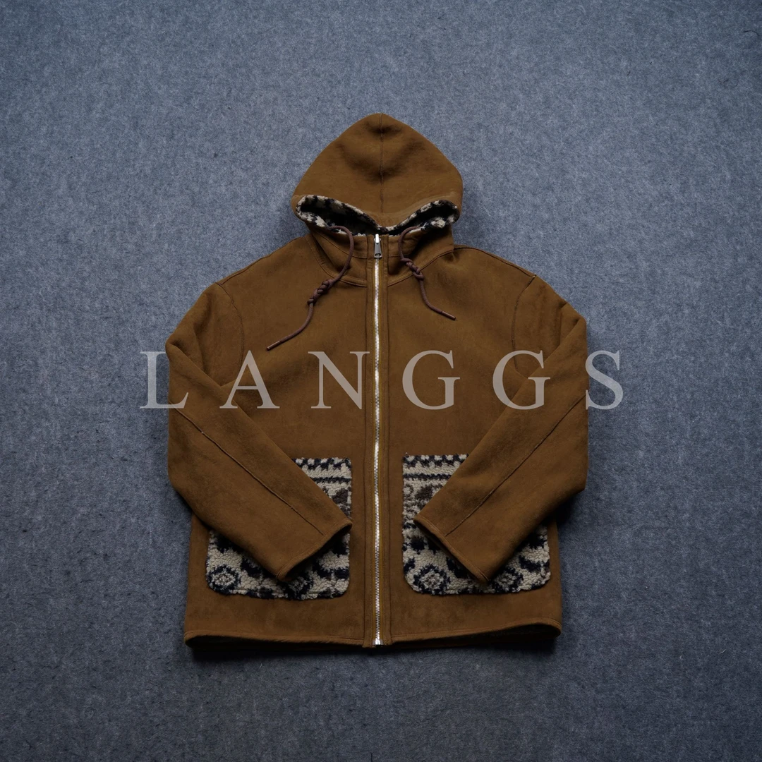 LANGGS&浪叔 25秋季佩兹丽图案复古民族风双面穿连帽夹克-FW5458