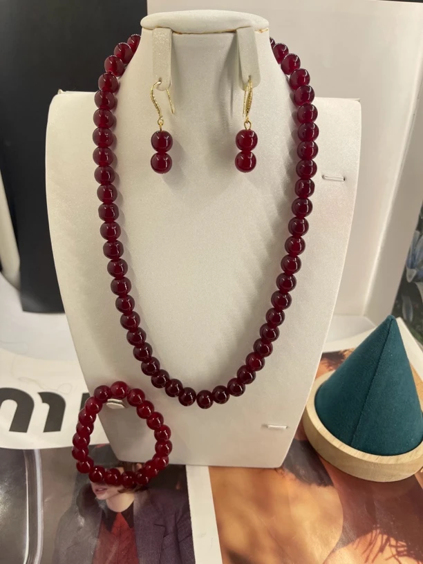 非金属玻璃项链 时尚项链玻璃项链三件套 时尚名族风手工精美