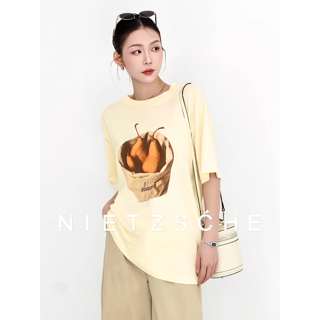 Nietzsche｜都乐啤梨｜宽松圆领时尚简约纯棉夏季百搭大版T恤61619