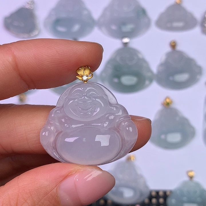 翡翠18K金镶嵌颈饰缅甸翡翠A货