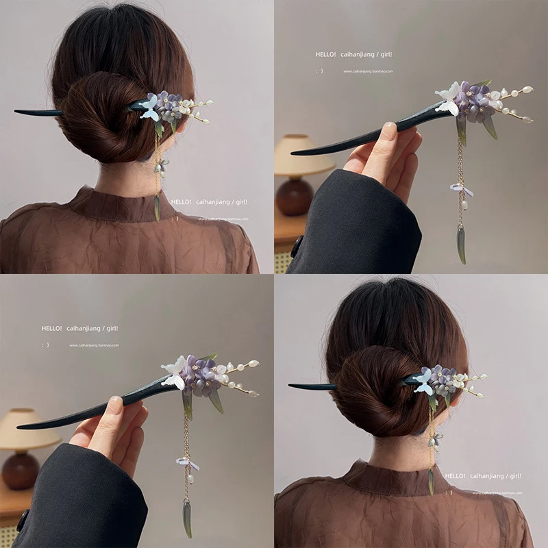 古风蝴蝶簪子发饰花朵珍珠流苏发簪高级感汉服步摇发钗马面裙配饰