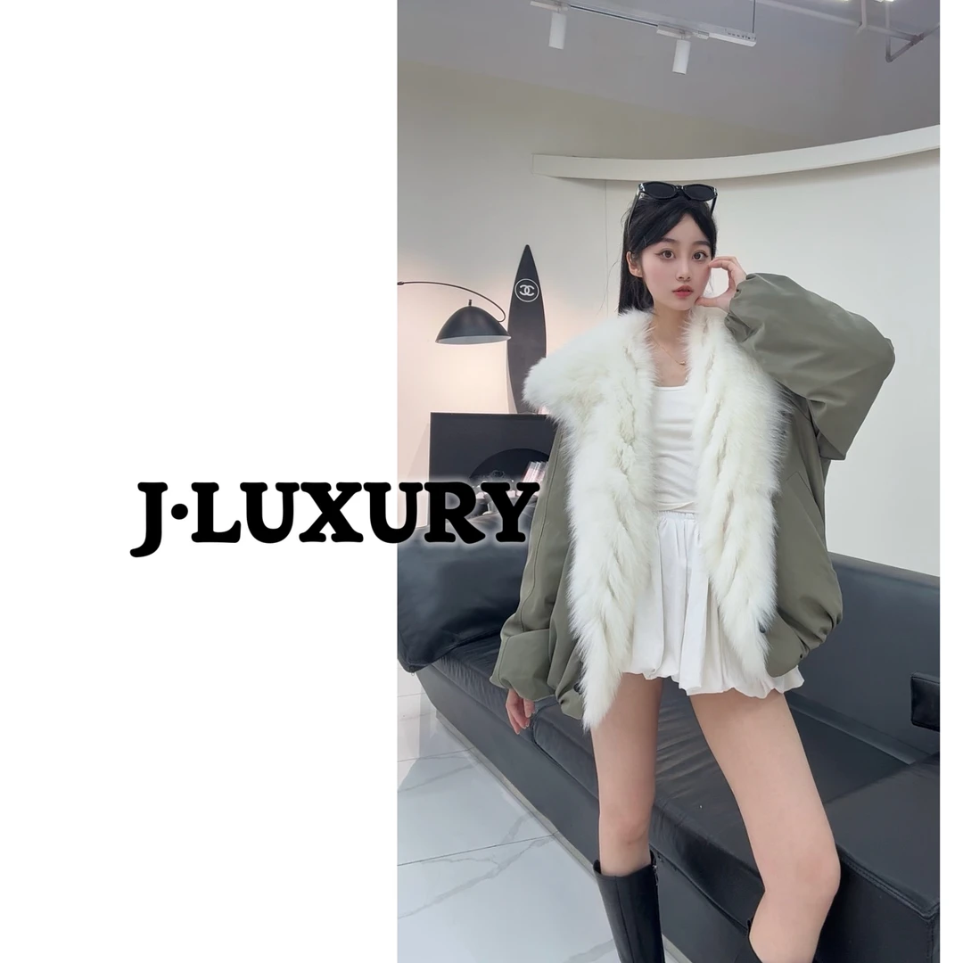 J•Luxury简奢皮草 新2025潮流秋冬气质狐狸毛皮鹅绒服外套82520