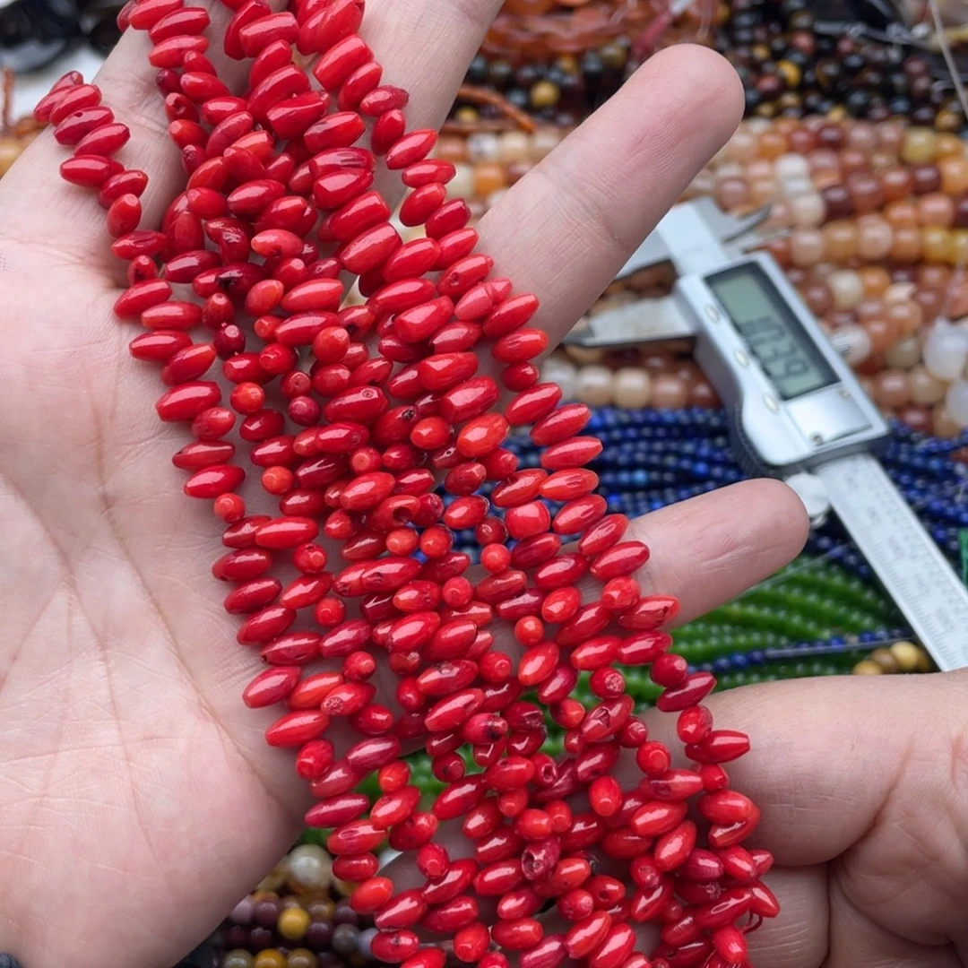 玛瑙/玉髓珠宝半成品未镶嵌一条装8mm红精灵横孔小米珠