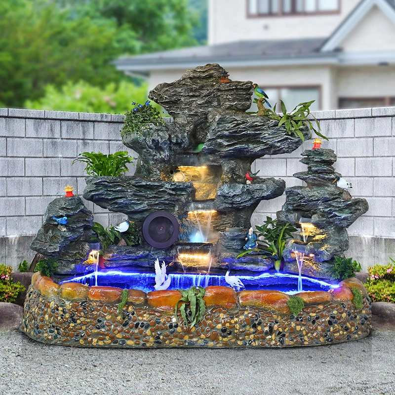 假山流水喷泉鱼池户外庭院花园景观室内阳台公司装饰摆件石头造景