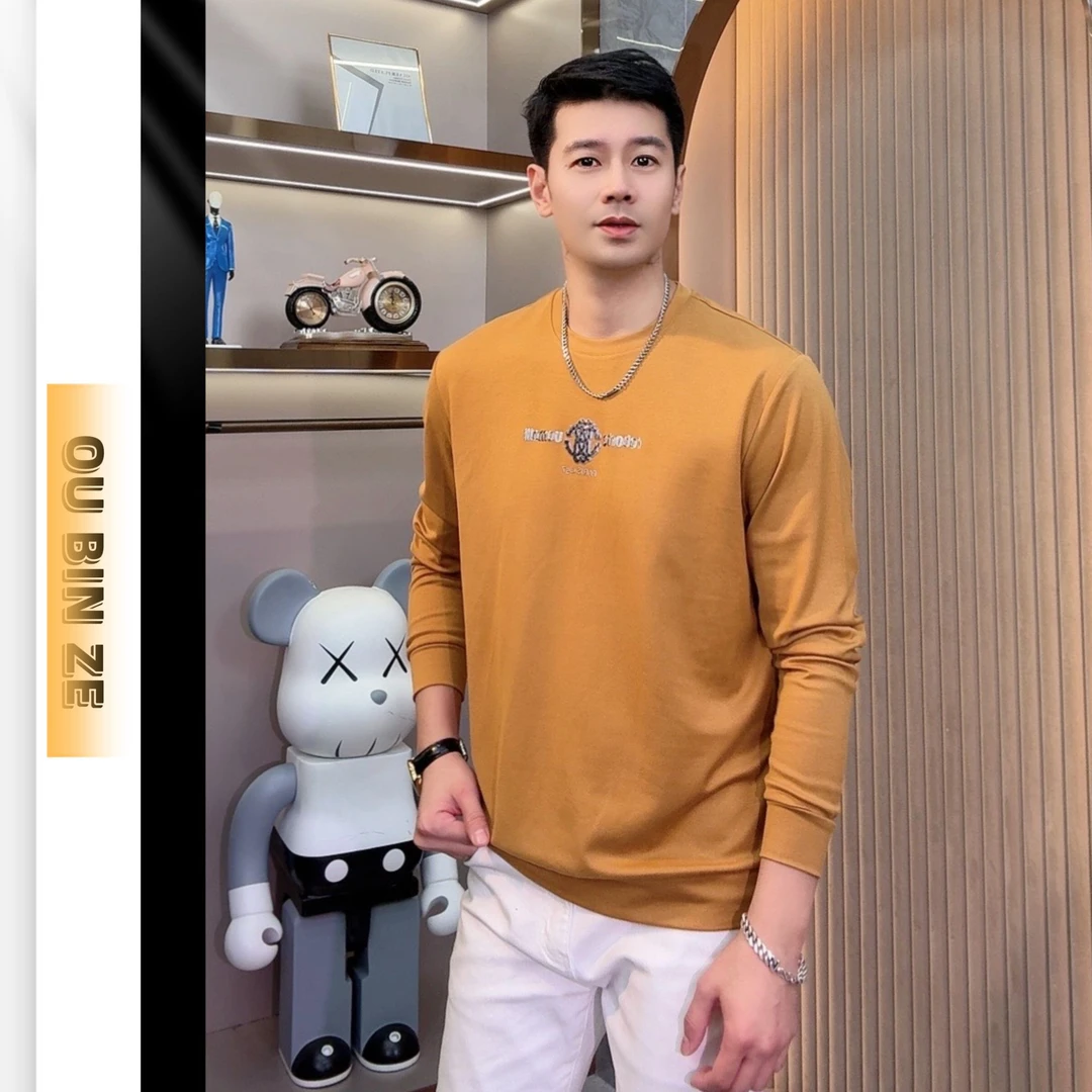 欧彬泽【无奇】欧货长袖打底T恤秋冬男装圆领休闲套头J5201Q