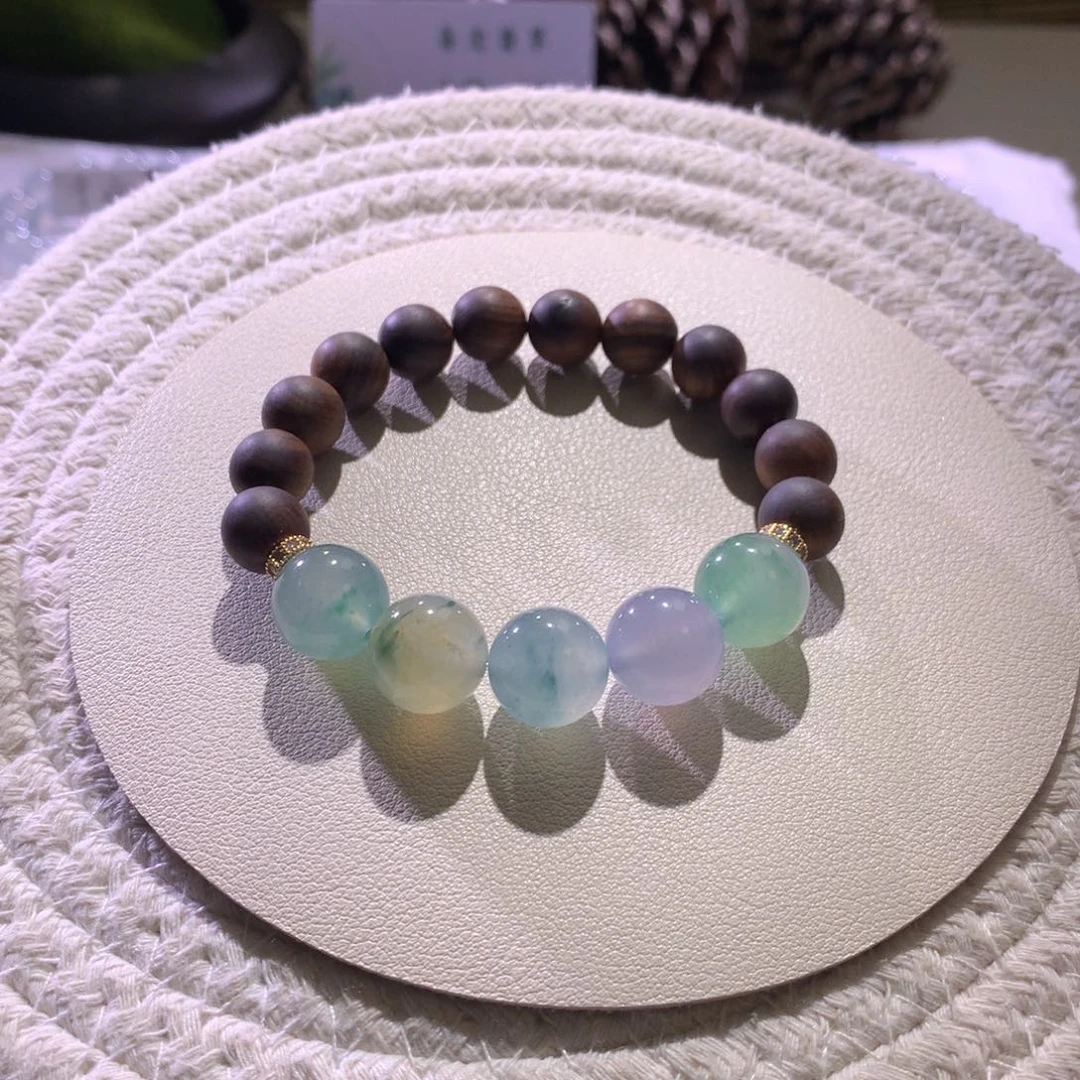 翡翠散珠天然缅a水墨半串