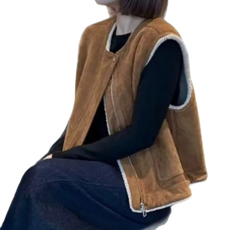 两面穿羊羔毛马甲女秋冬新款2025爆款皮毛一体坎肩时尚外穿背心潮