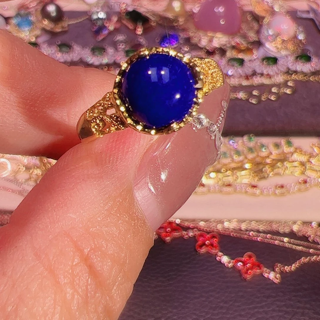 青金石戒指银S925镶嵌