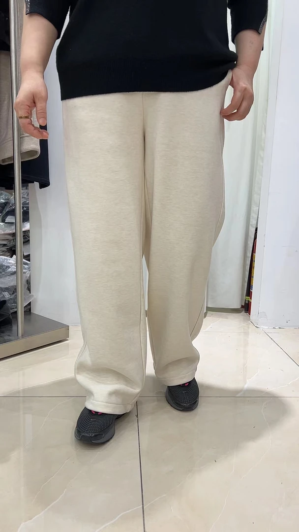 冯小姐时尚大码女装（休闲百搭显瘦高弹高腰一体绒厚直筒休闲裤85）