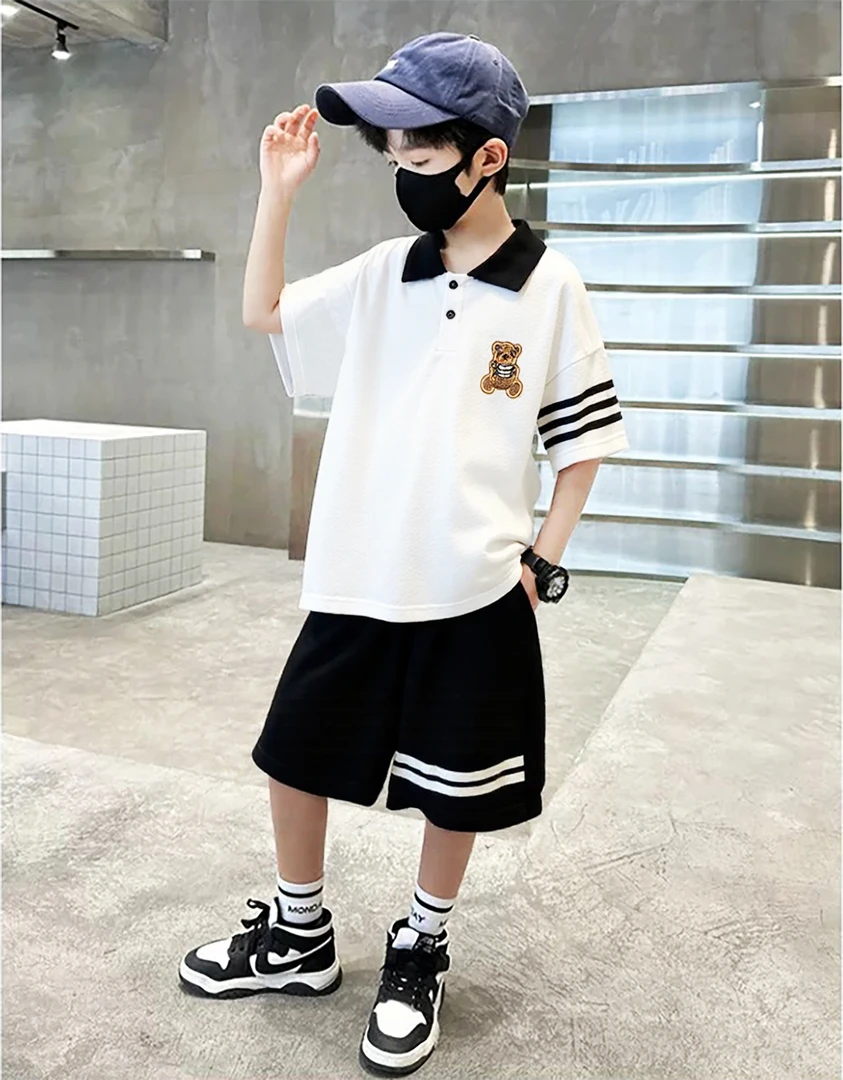 【唛卡牛牛专属】男童夏装2025新款POLO衫套装男女童韩版夏款两件套