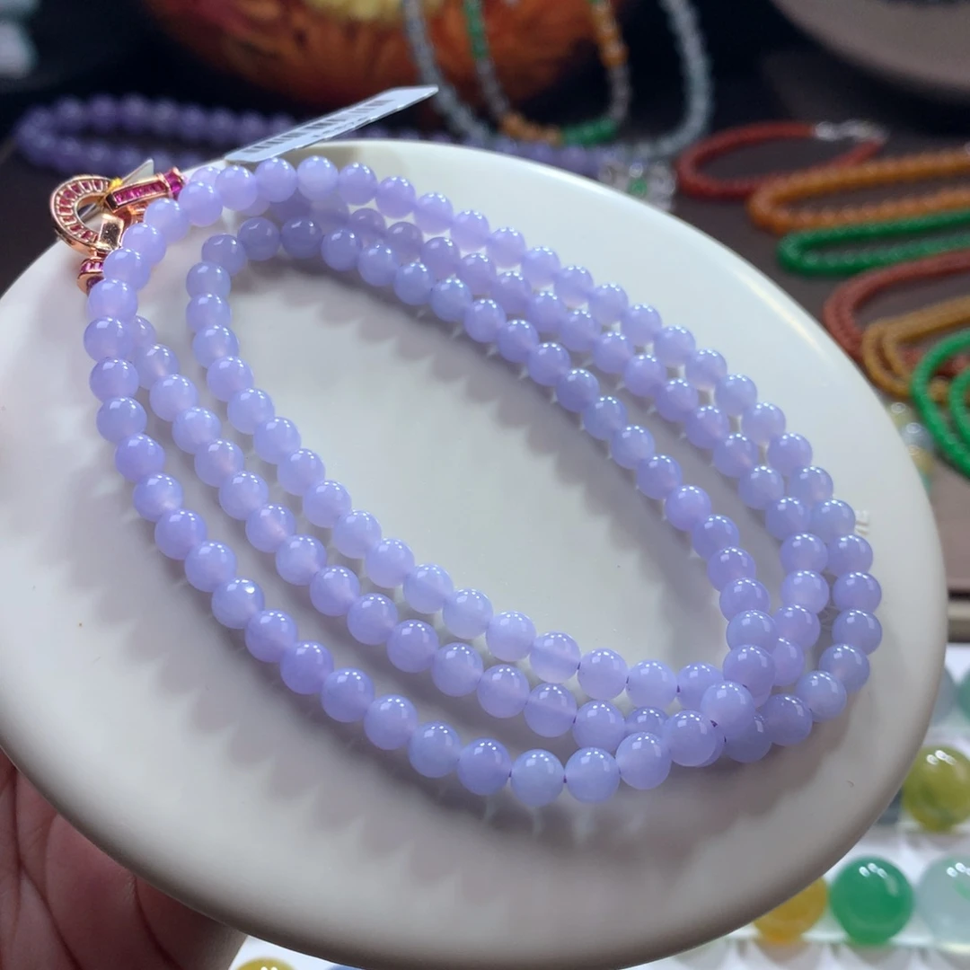 未镶嵌手链翡翠梦幻冰润粉紫项链 卡5