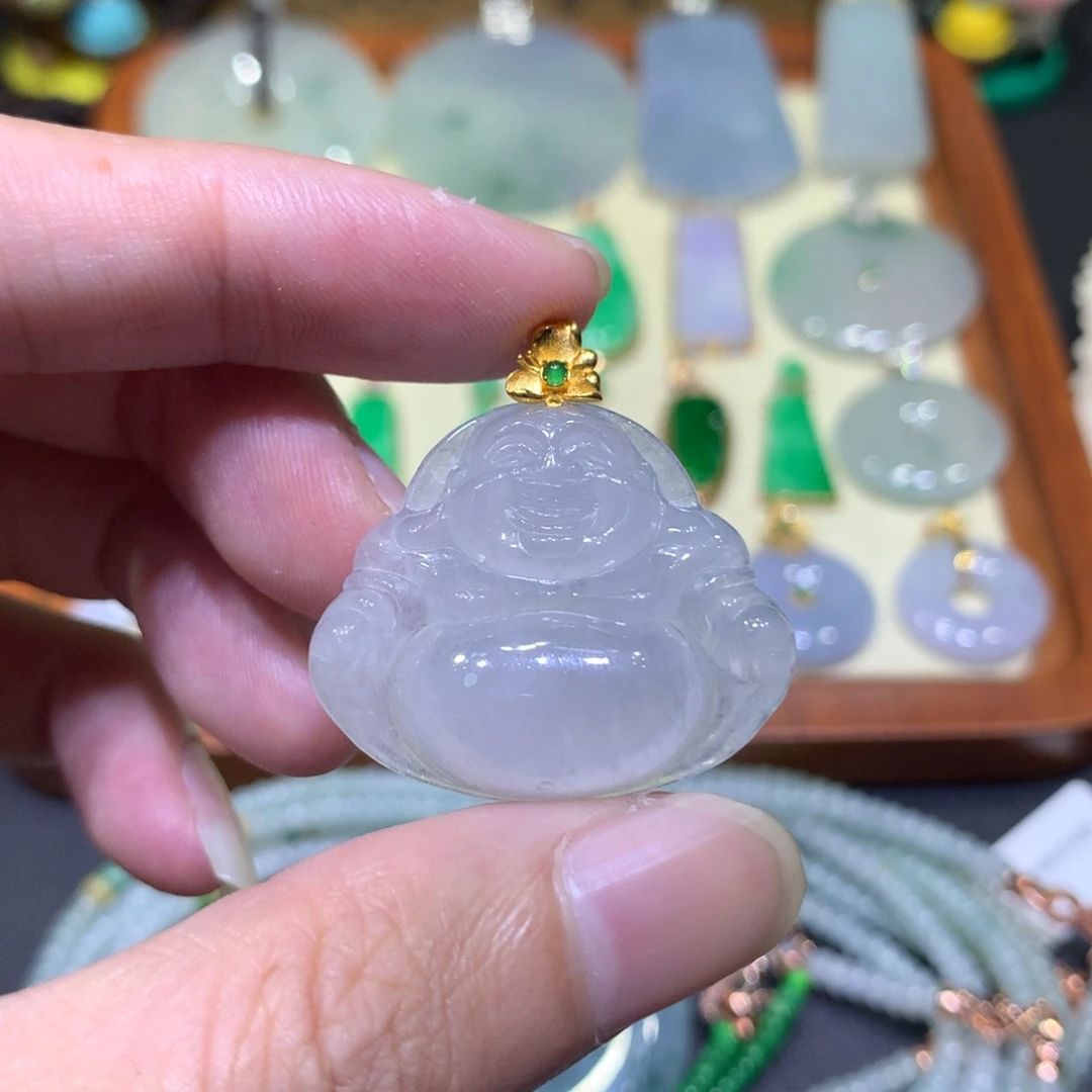 翡翠18K金镶嵌吊坠(不含链)
