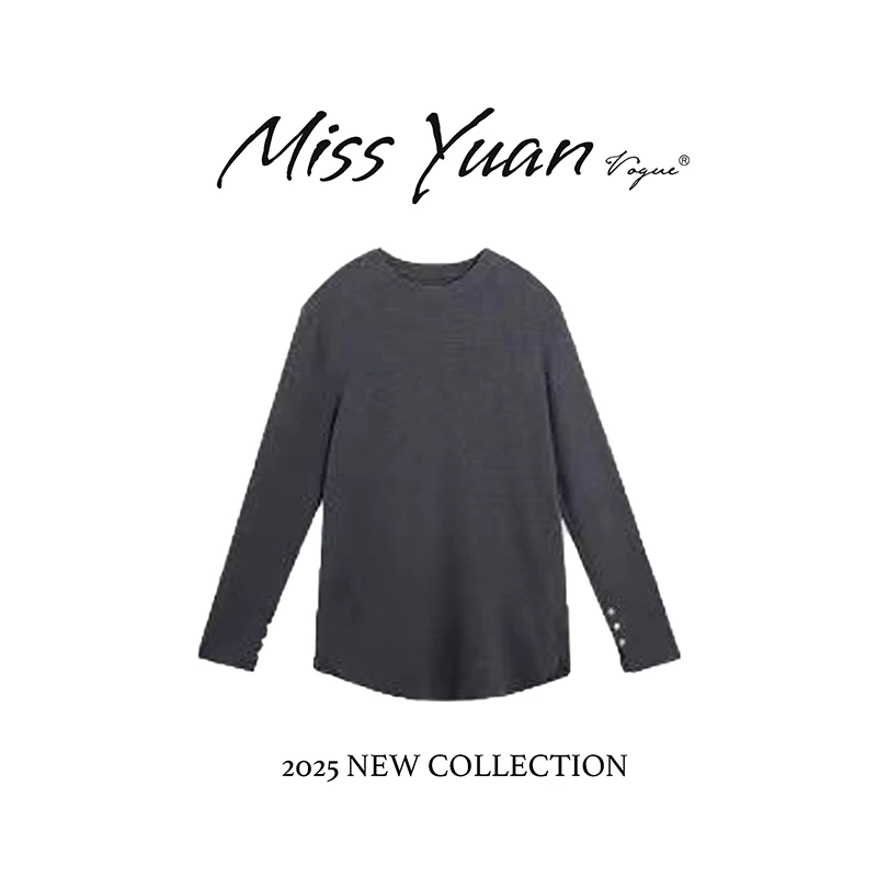 M.Y媛总 2025冬季新款德绒打底衫圆领洋气简约针织衫1LY449