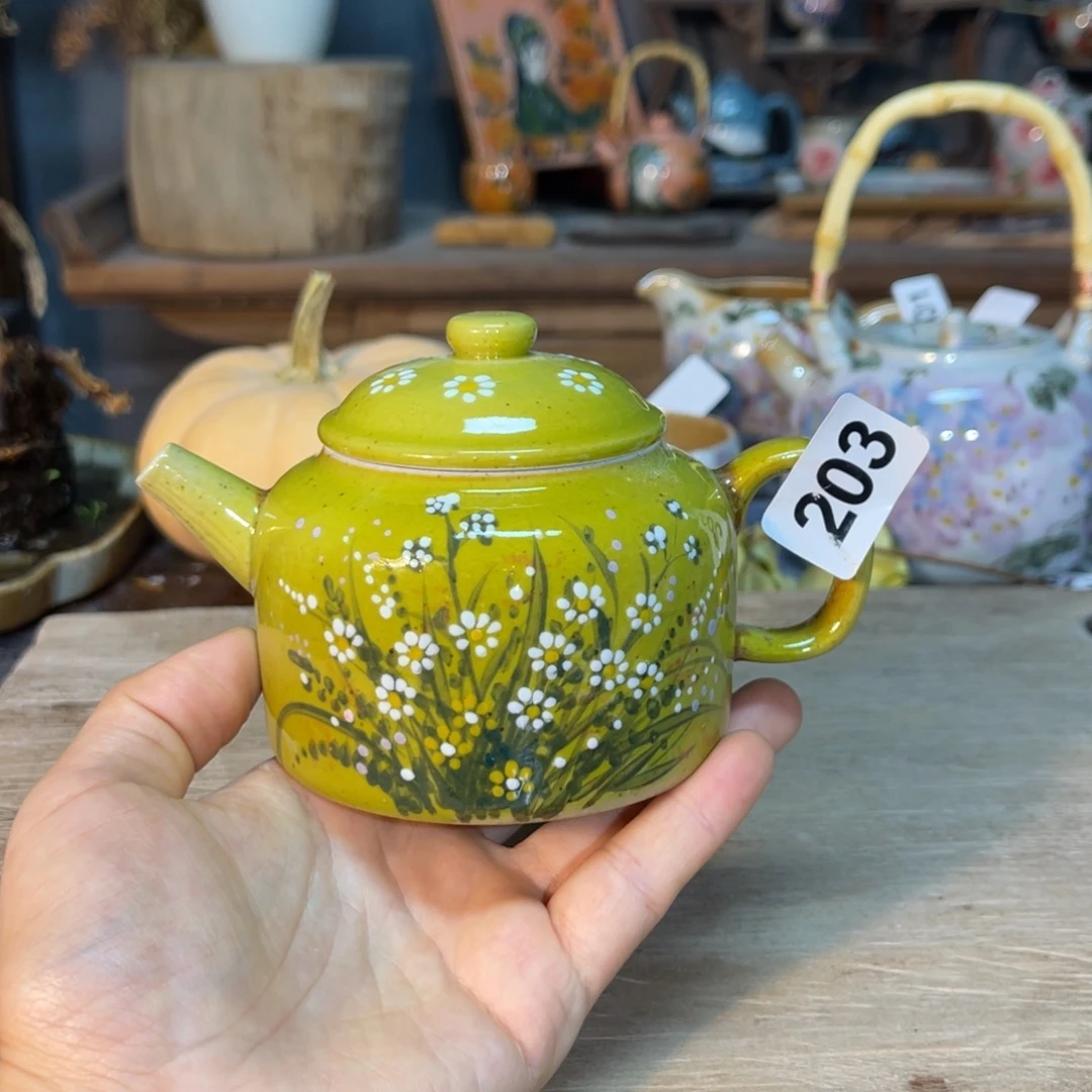 壶素浅陶瓷手工手绘