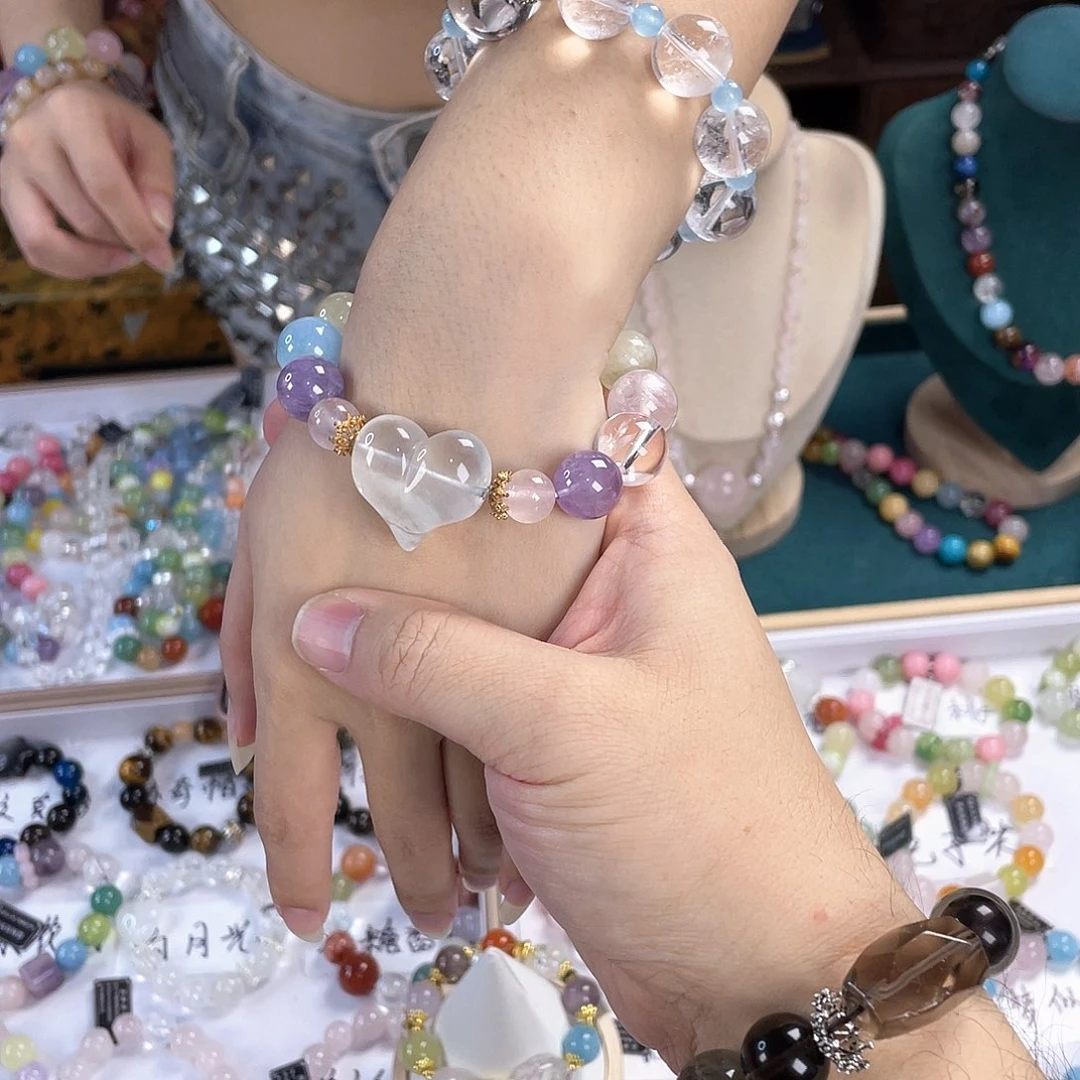 水晶手链银S925镀金镶嵌