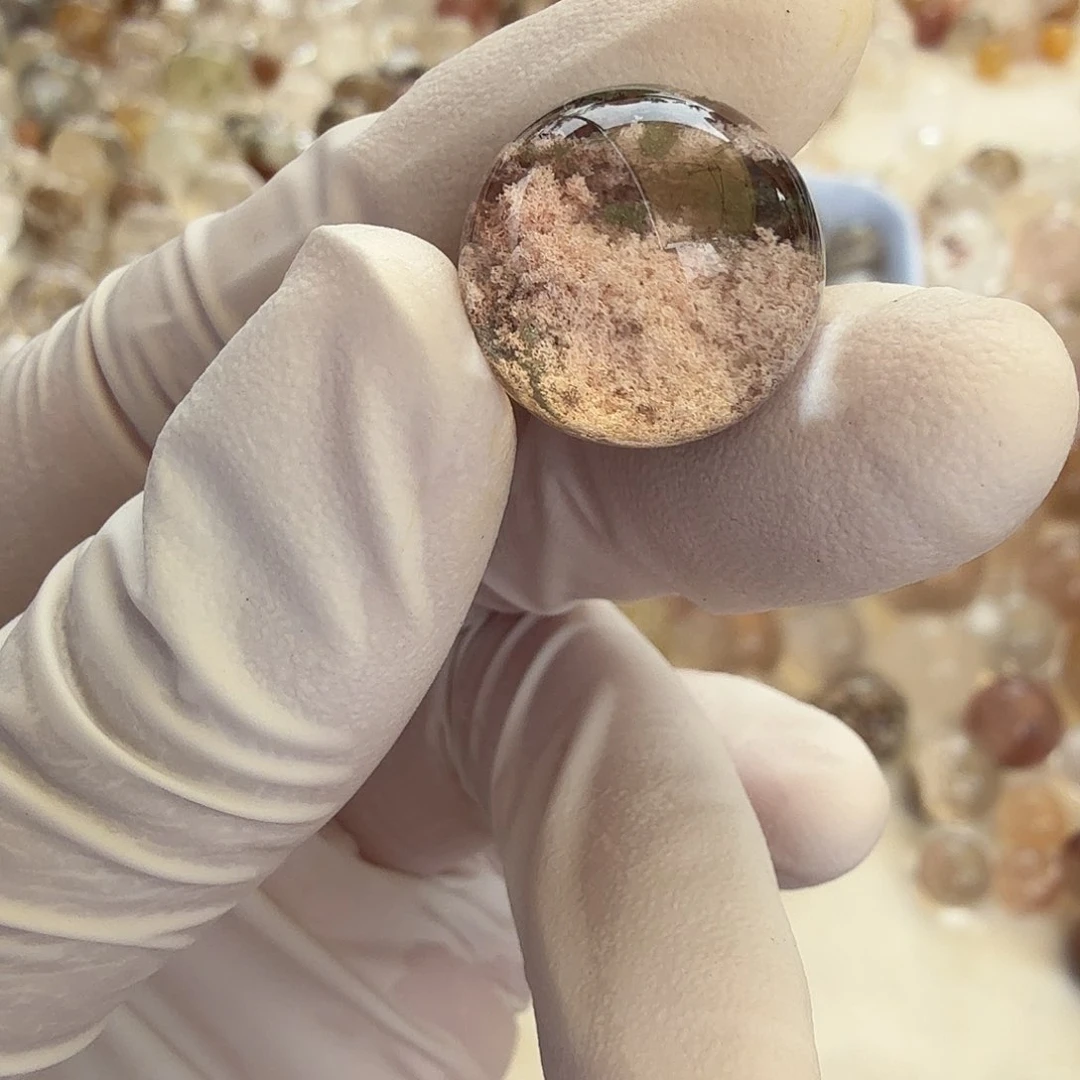 狸***汐水晶珠宝半成品未镶嵌粉幽灵15mm定制不退换