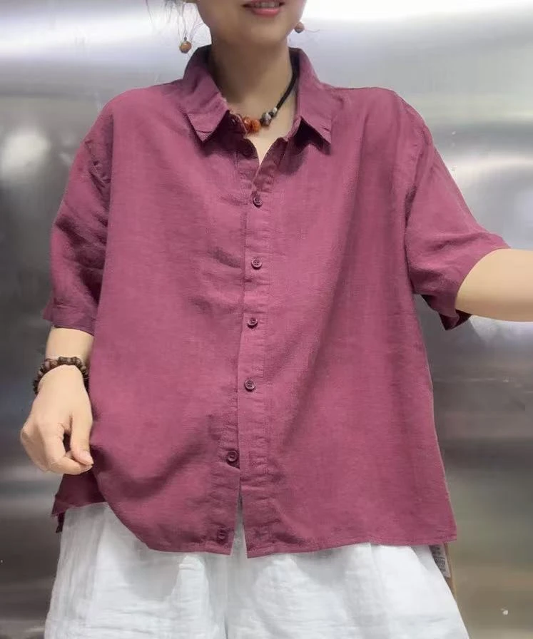 方领亚麻衬衣119085