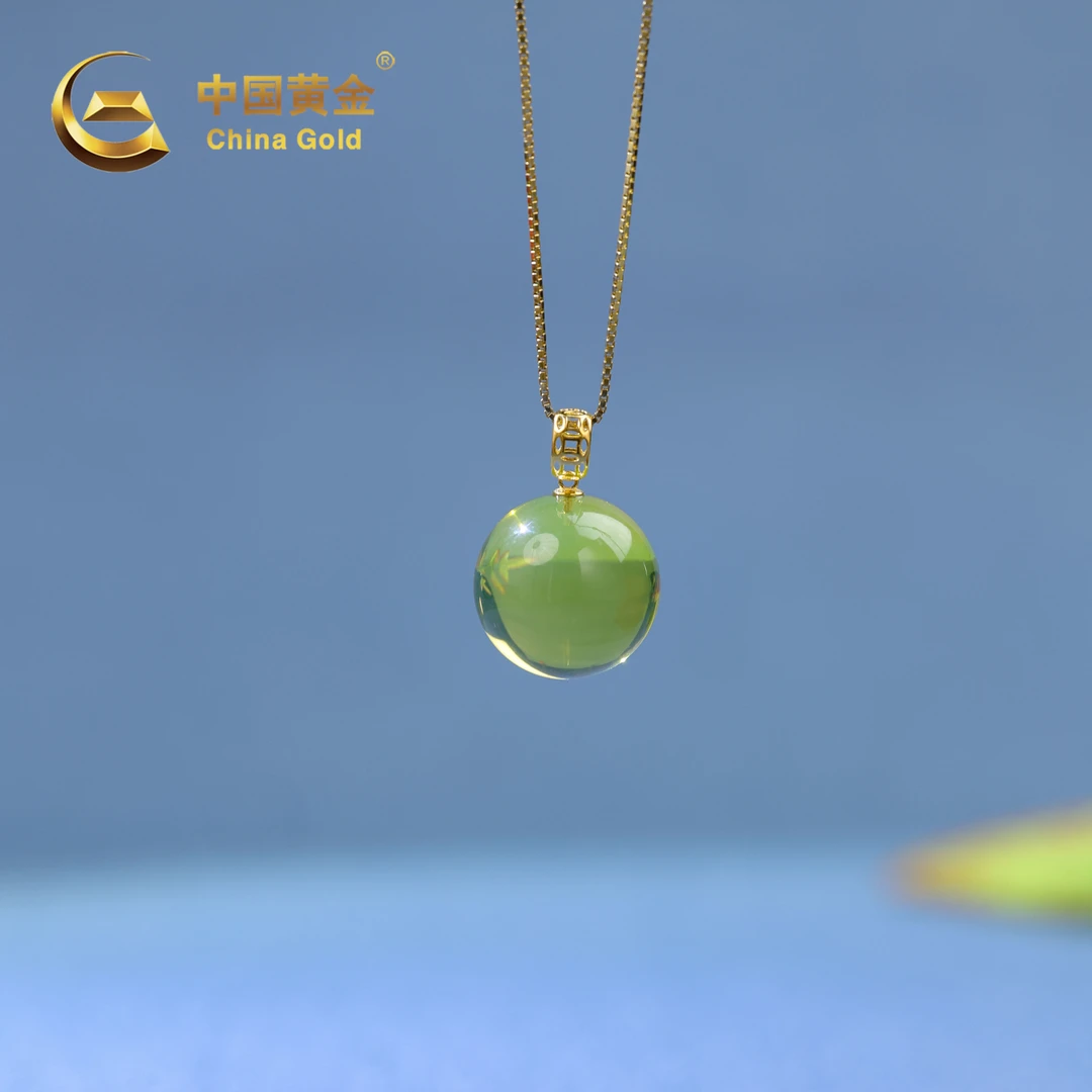 【中国黄金】旭阳 | 琥珀*吊坠*18K金镶嵌-D8466-Y