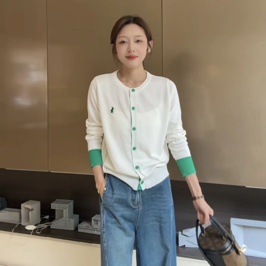 拼色毛衣开衫早秋复古提花高级设计师长袖针织衫毛衣