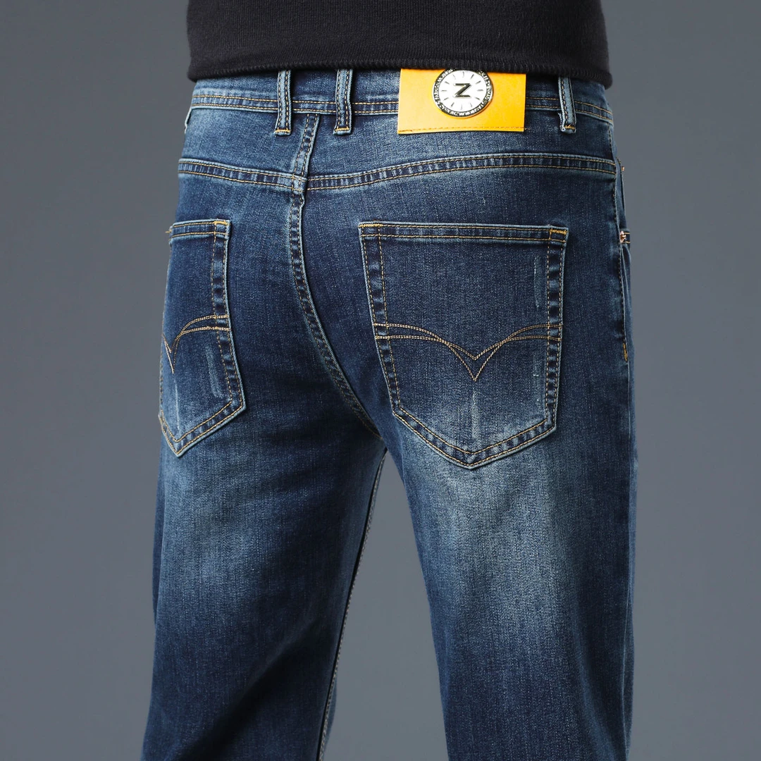 高端潮牌时尚牛仔裤男装修身直筒柔软弹力休闲春秋季新款牛仔长裤