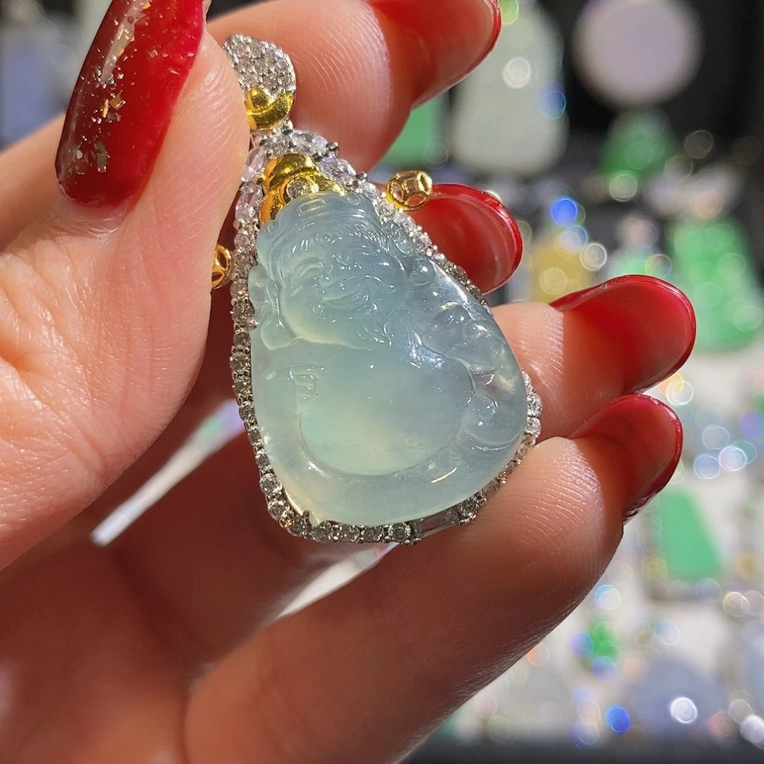 翡翠颈饰银S925镶嵌天然翡翠