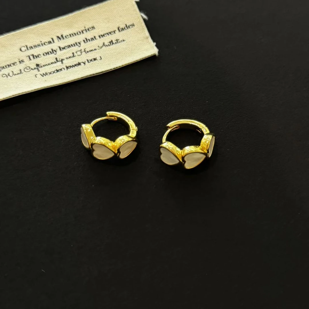 铜合金合成锆石耳饰 【心心相印】爱心耳扣572