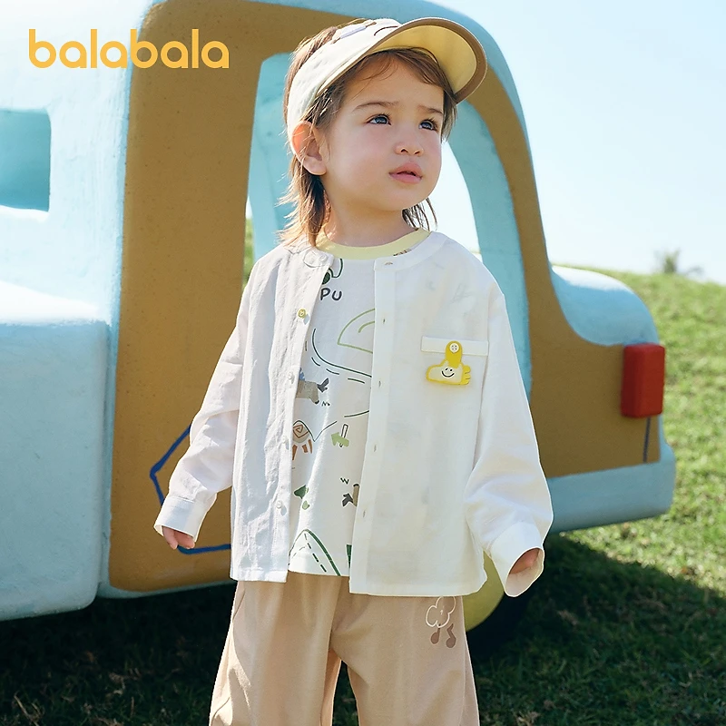 巴拉巴拉婴儿长袖衬衫薄款宝宝衬衣2025新款夏装清新洋气可爱舒适