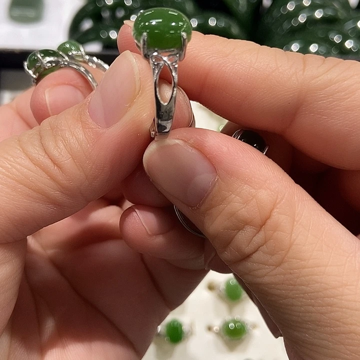 和田玉银S925镶嵌戒指