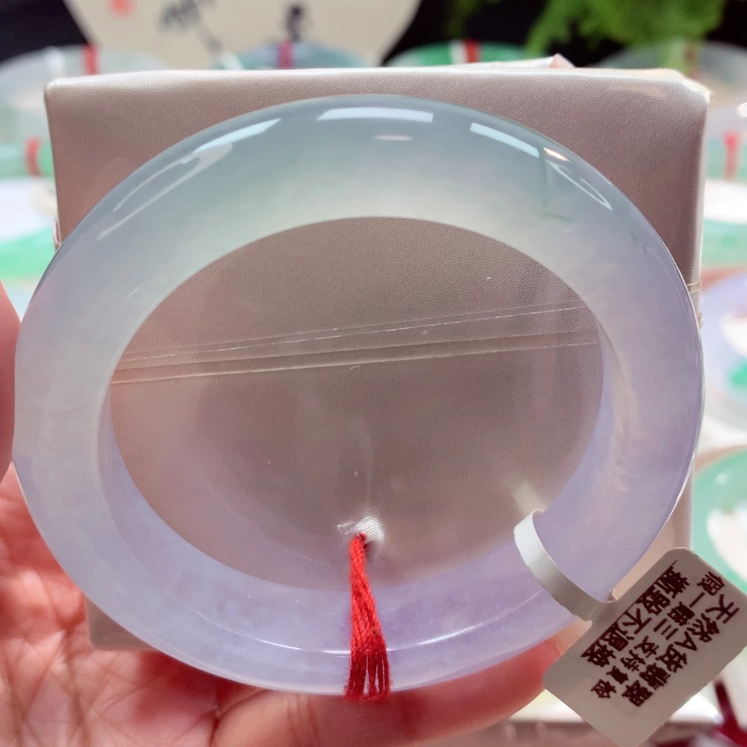 未镶嵌手镯翡翠55圈莹光冰紫飘晴绿（34号）