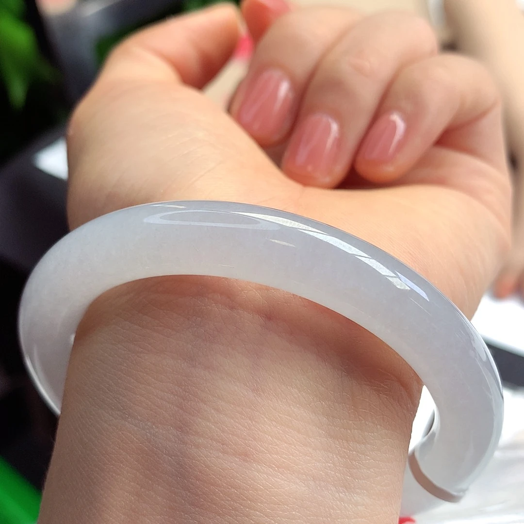 未镶嵌手镯翡翠54-55圈口完美白月光干干净净11号