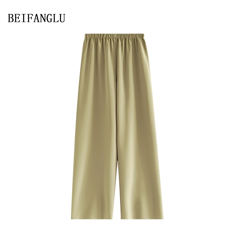 北方鹿  热销！春夏抗皱垂感三醋酸百搭休闲显瘦空气裤女士25683