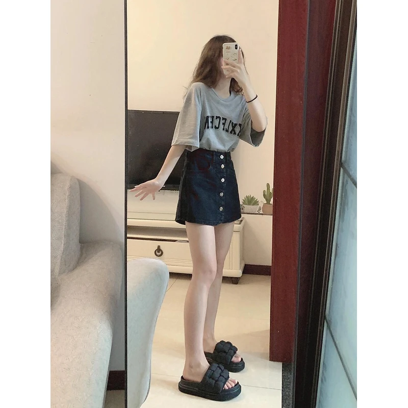 美式甜辣套装女夏季小个子搭配一整套减龄T恤上衣半身裙子两件套