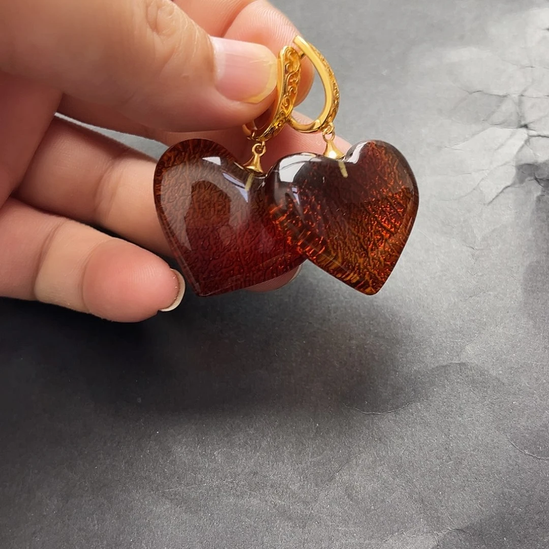 琥珀未镶嵌裸石耳坠