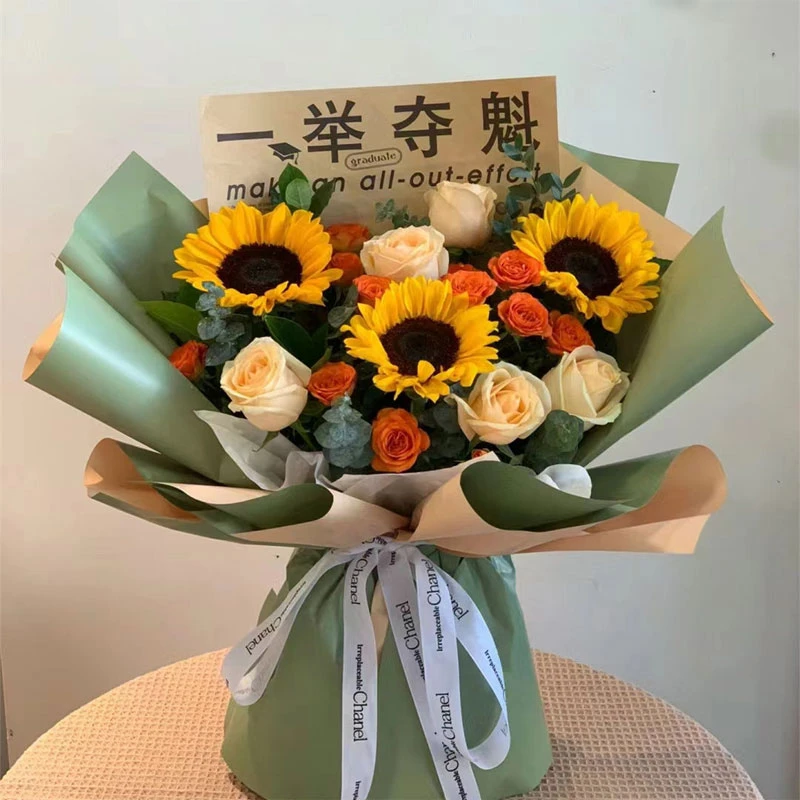 中考高考花束送考生向日葵花束一举夺魁金榜题名包装材料包