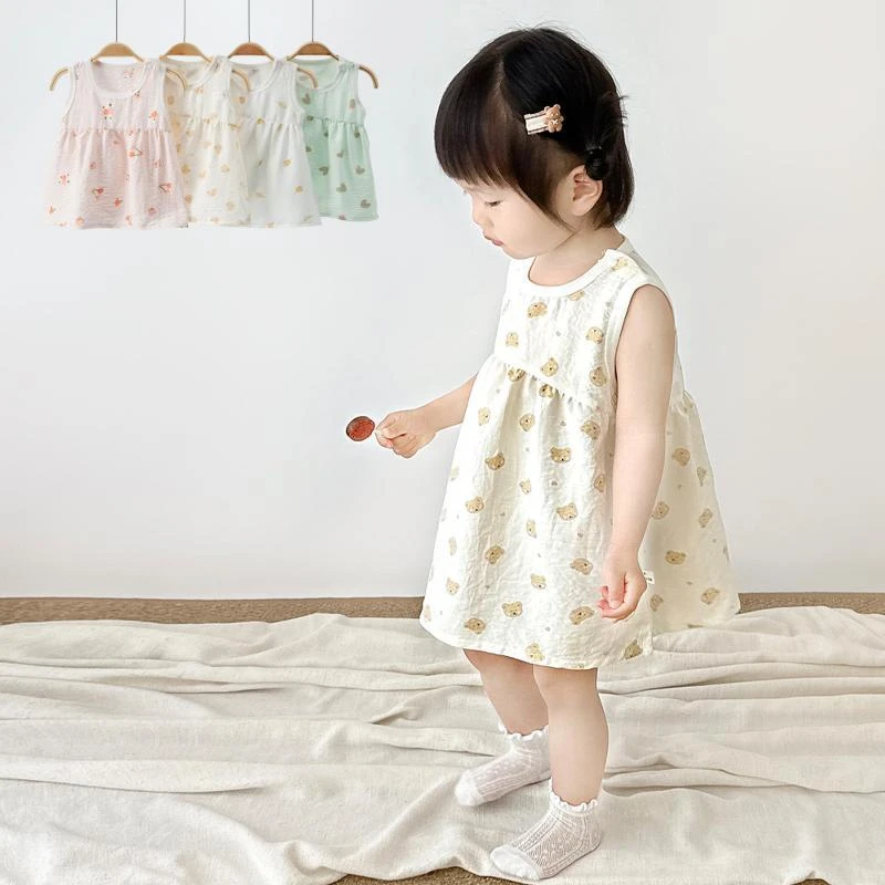 儿童夏季公主裙女宝宝背心裙小月龄薄款连衣裙婴儿洋气外出服1-3