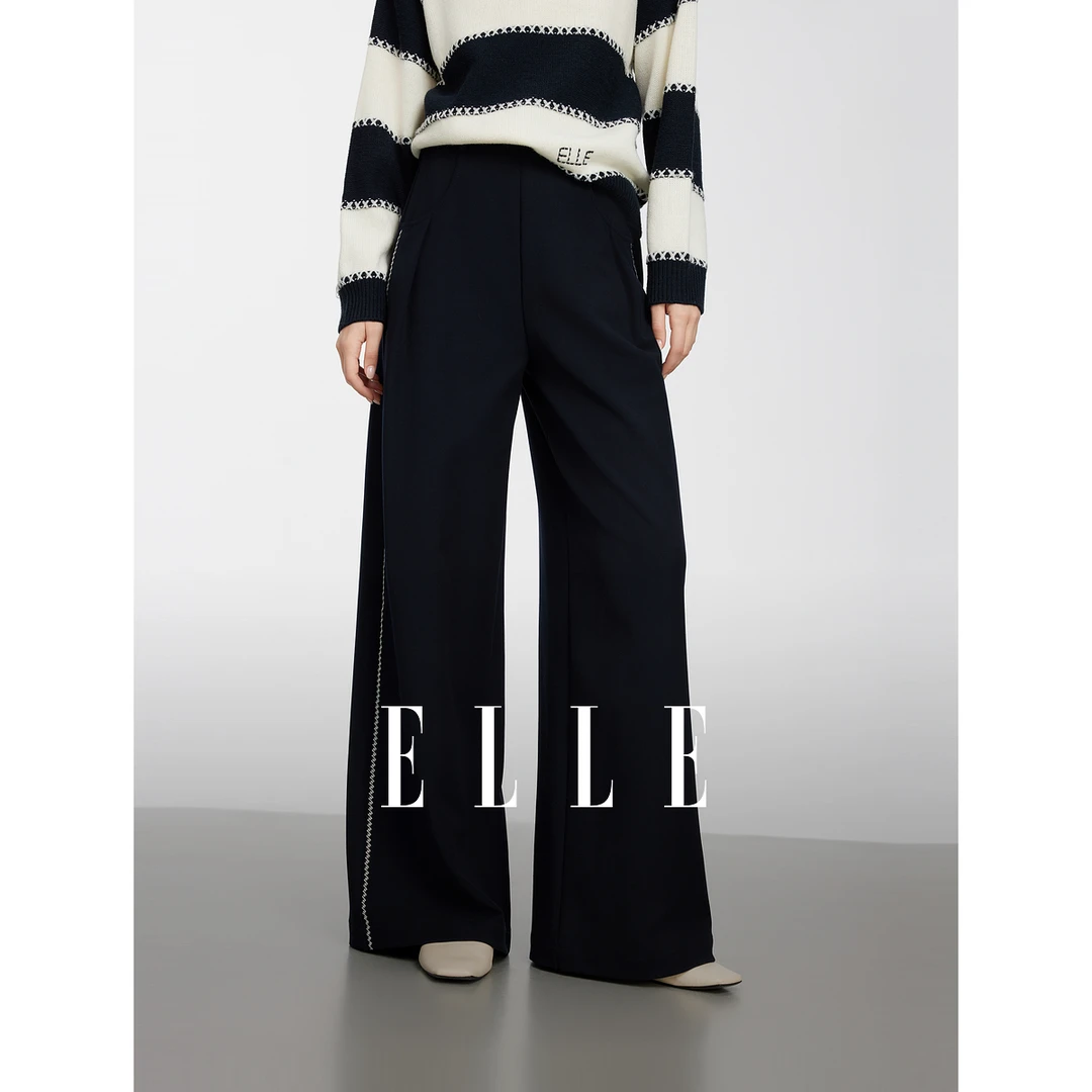 ELLE法式高腰百搭上班休闲裤2025春季新款设计感显瘦裤子EK50321