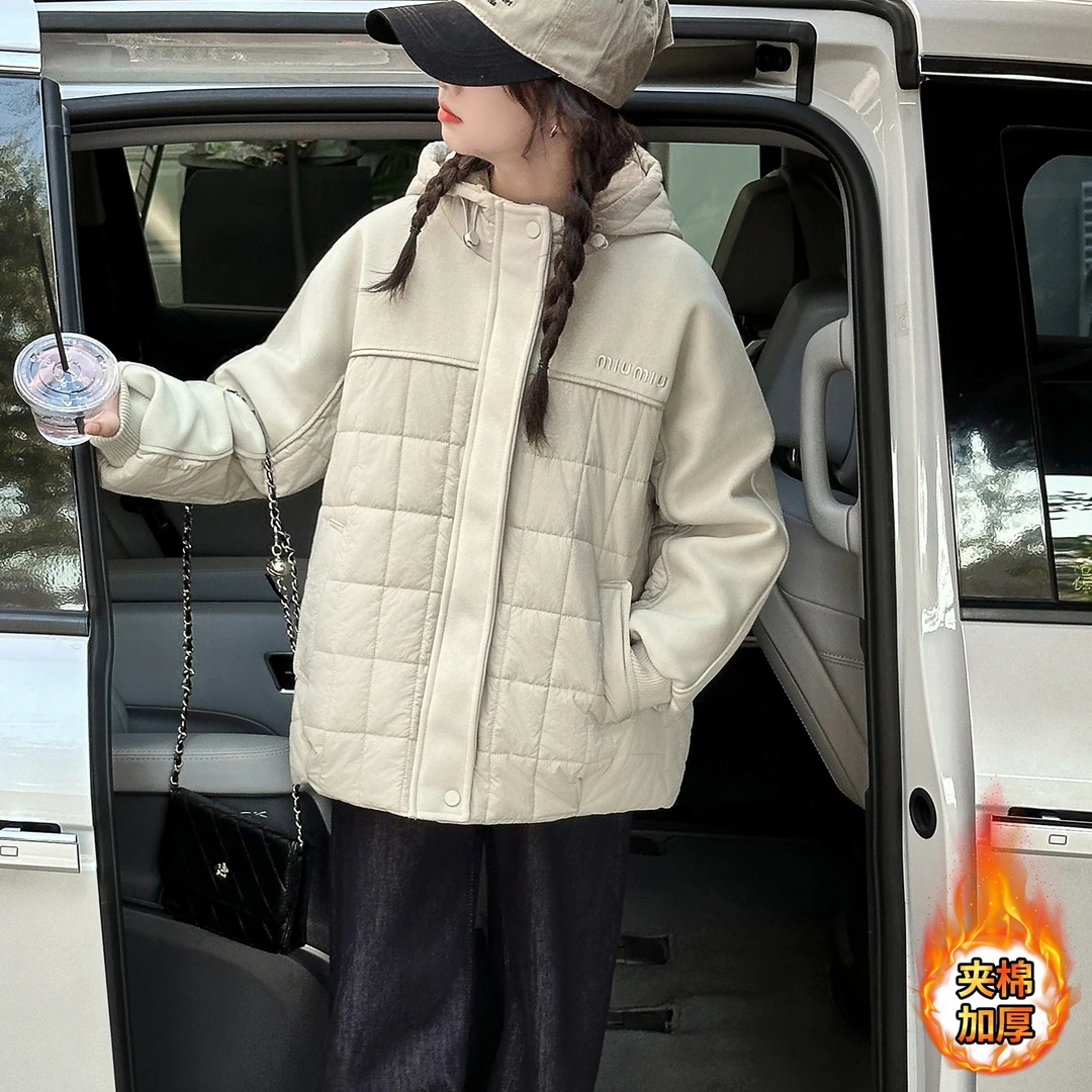 女童秋冬2025韩版休闲加棉加厚上衣女大童初中生洋气时髦连帽外套