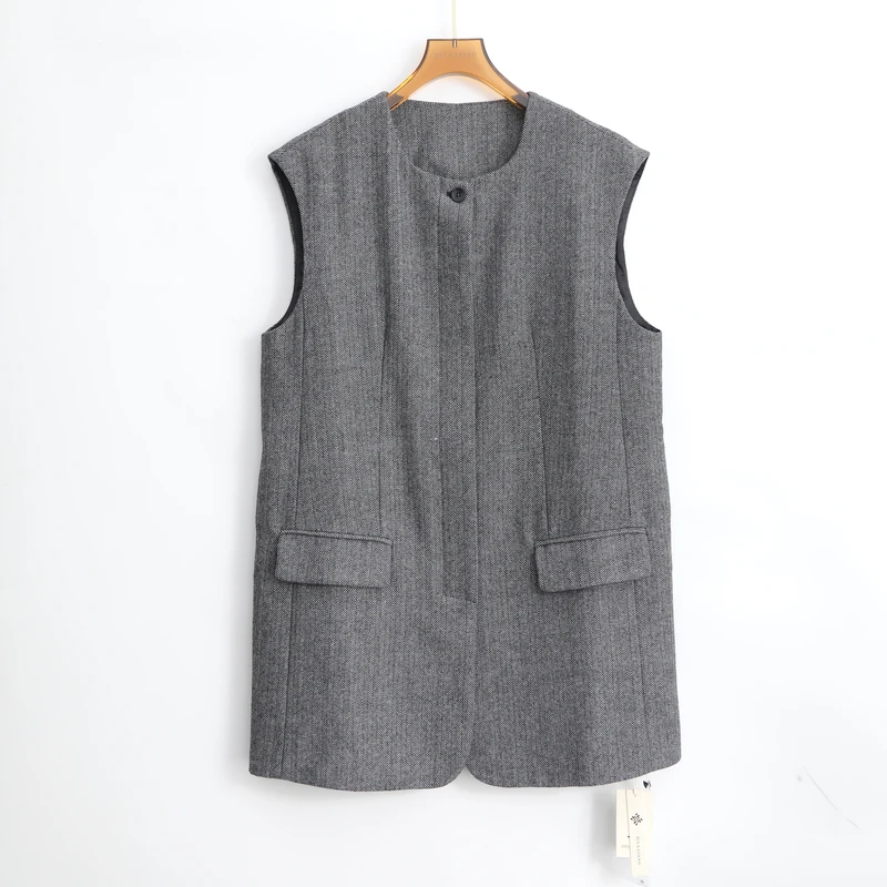 女秋季奢华风常规极简风外套上衣无袖气质舒适28523