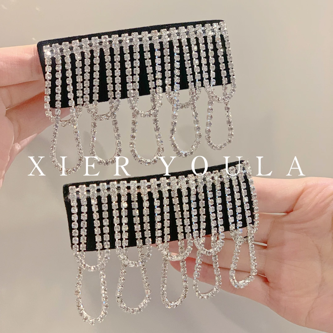 【喜儿ula】12-12-1仙气轻奢水钻流苏气质超闪发夹