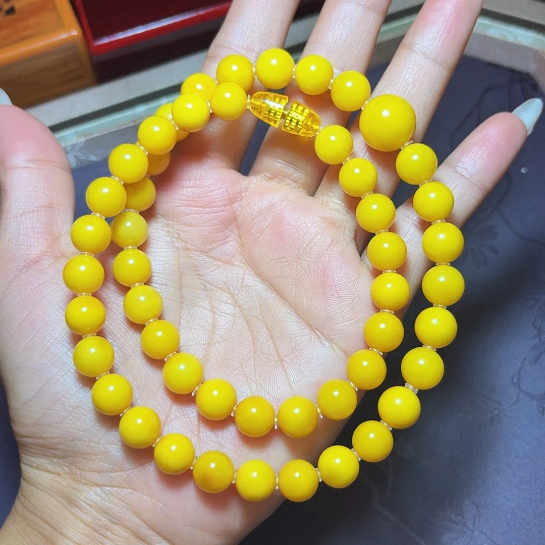 未镶嵌琥珀手链9m鸡油黄项链