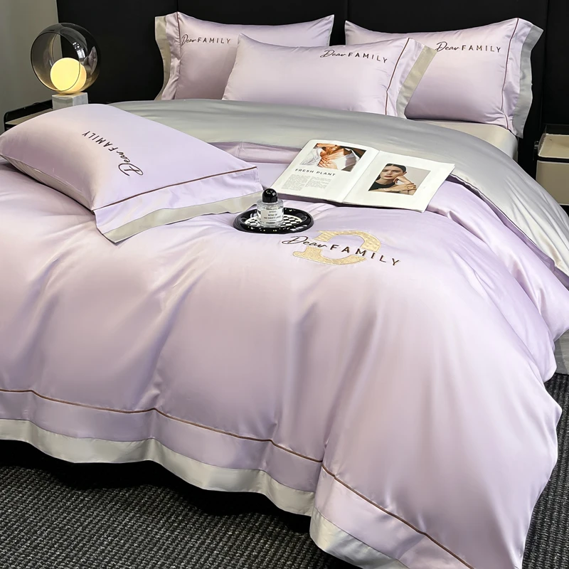 2025款轻奢高级感床品裸睡床上四件套A类纯棉100全棉被套床单床笠